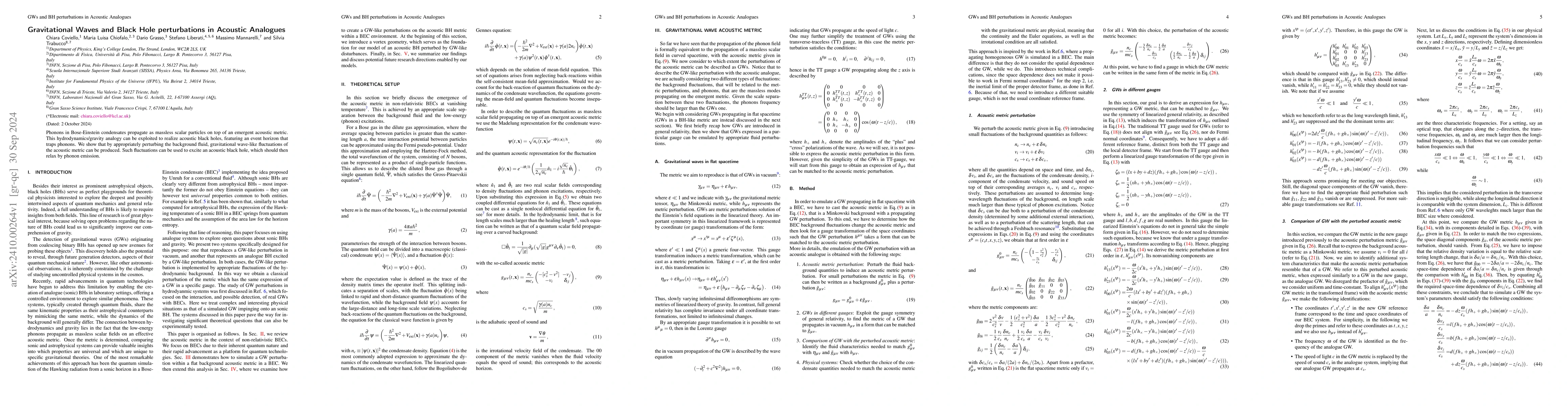 Thumbnail for Gravitational Waves and Black Hole perturbations in Acoustic Analogues