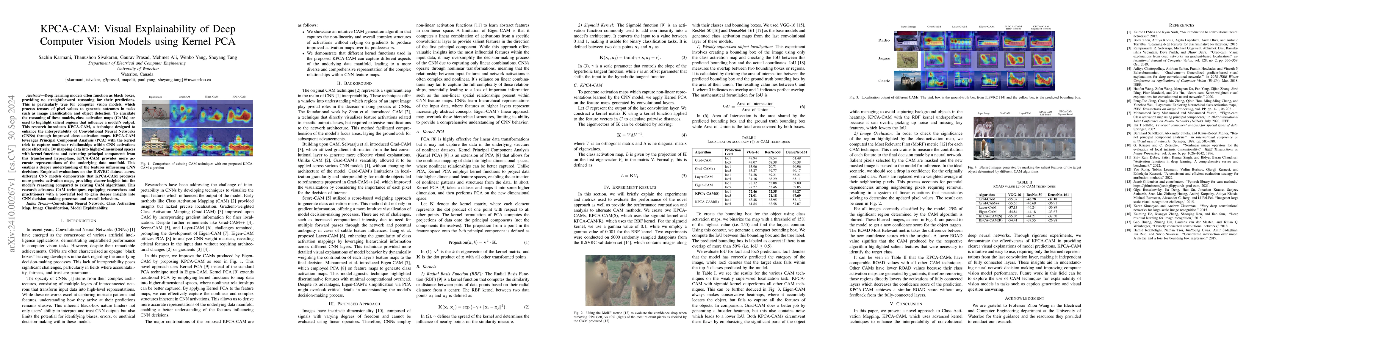 Thumbnail for KPCA-CAM: Visual Explainability of Deep Computer Vision Models using
  Kernel PCA