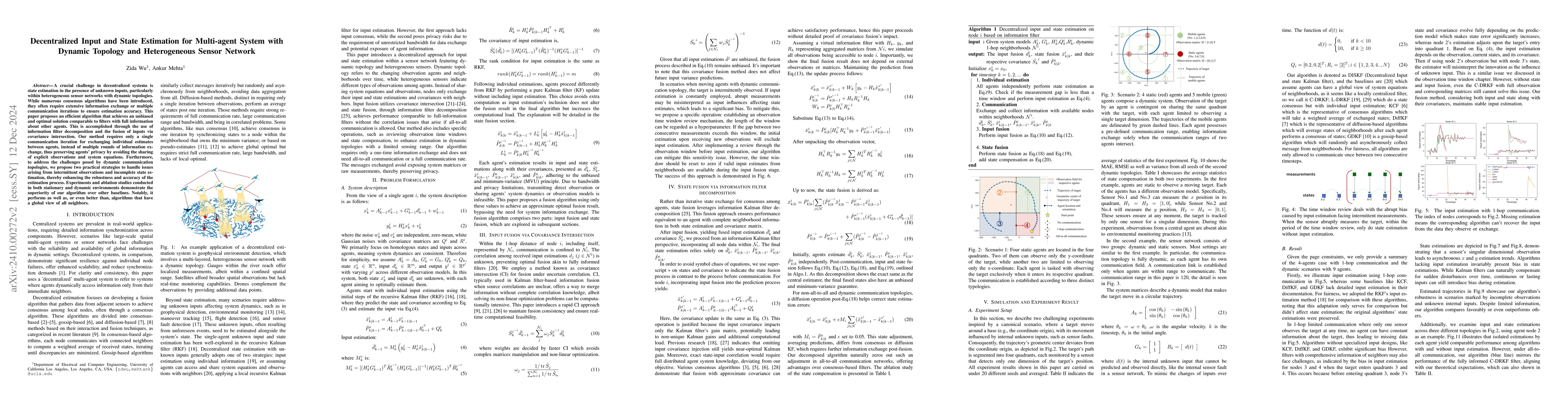 Thumbnail for Decentralized Input and State Estimation for Multi-agent System with
  Dynamic Topology and Heterogeneous Sensor Network