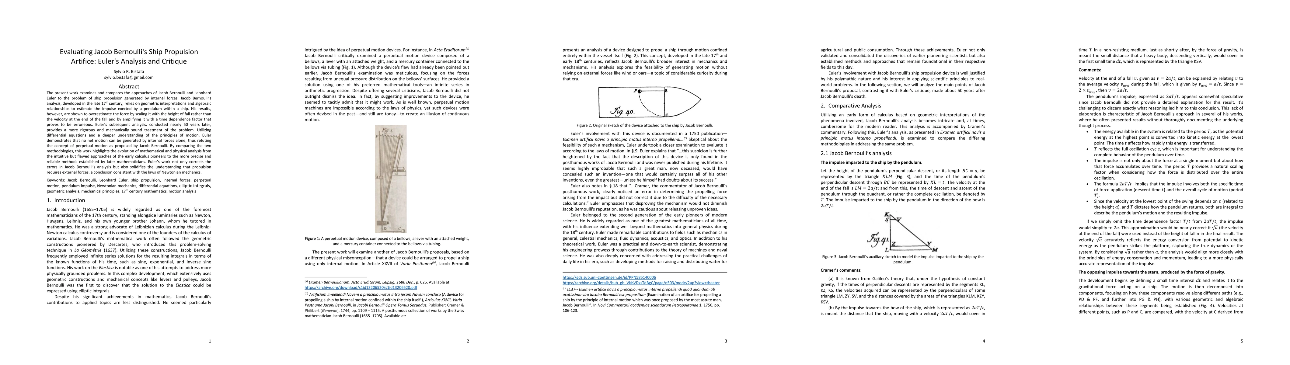 Thumbnail for Evaluating Jacob Bernoulli's Ship Propulsion Artifice: Euler's Analysis
  and Critique