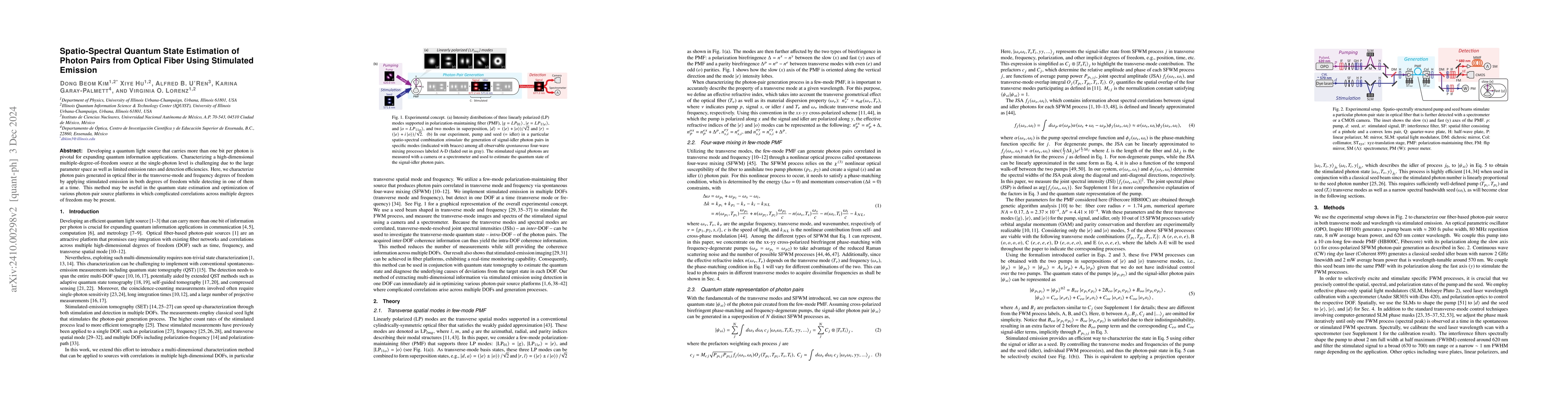 Thumbnail for Spatio-Spectral Quantum State Estimation of Photon Pairs from Optical
  Fiber Using Stimulated Emission