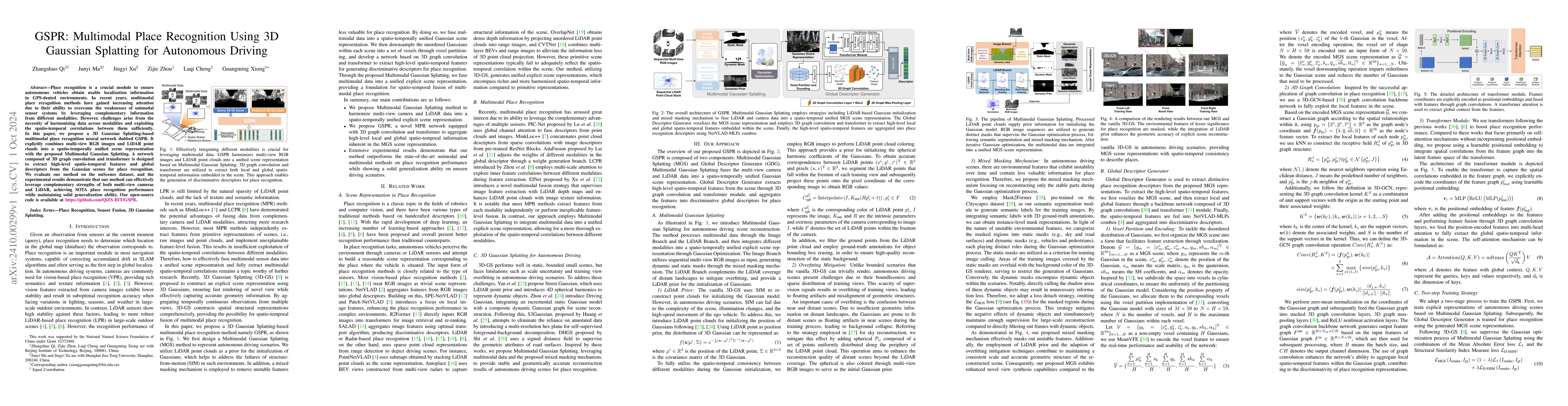 Thumbnail for GSPR: Multimodal Place Recognition Using 3D Gaussian Splatting for
  Autonomous Driving
