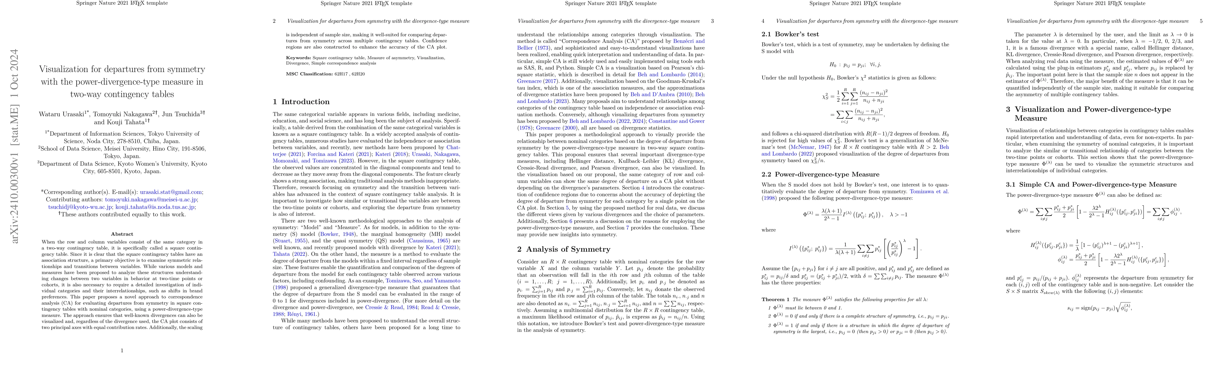 Thumbnail for Visualization for departures from symmetry with the
  power-divergence-type measure in two-way contingency tables