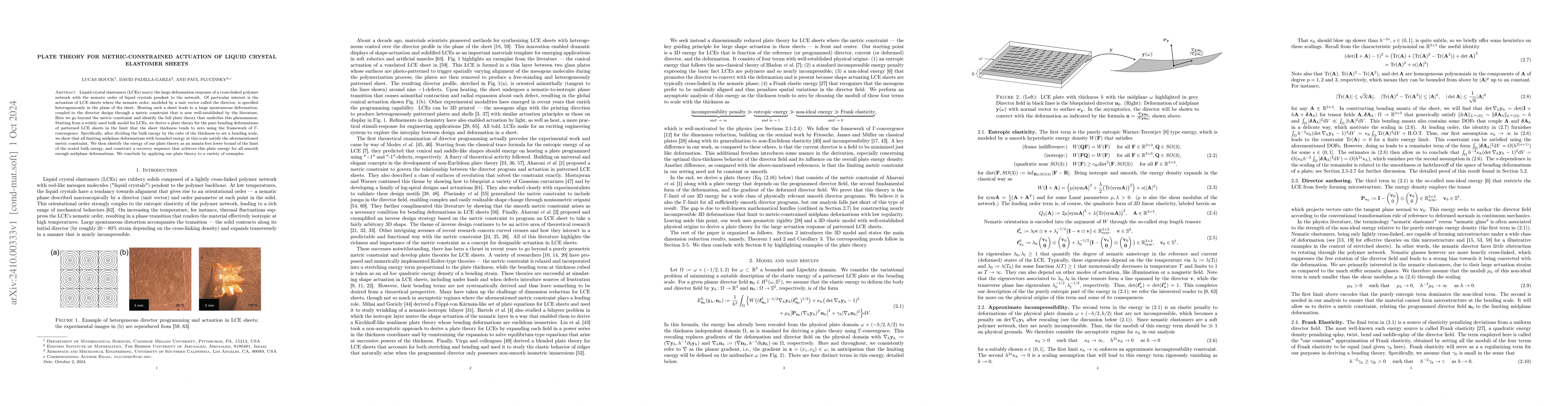 Thumbnail for Plate theory for metric-constrained actuation of liquid crystal
  elastomer sheets