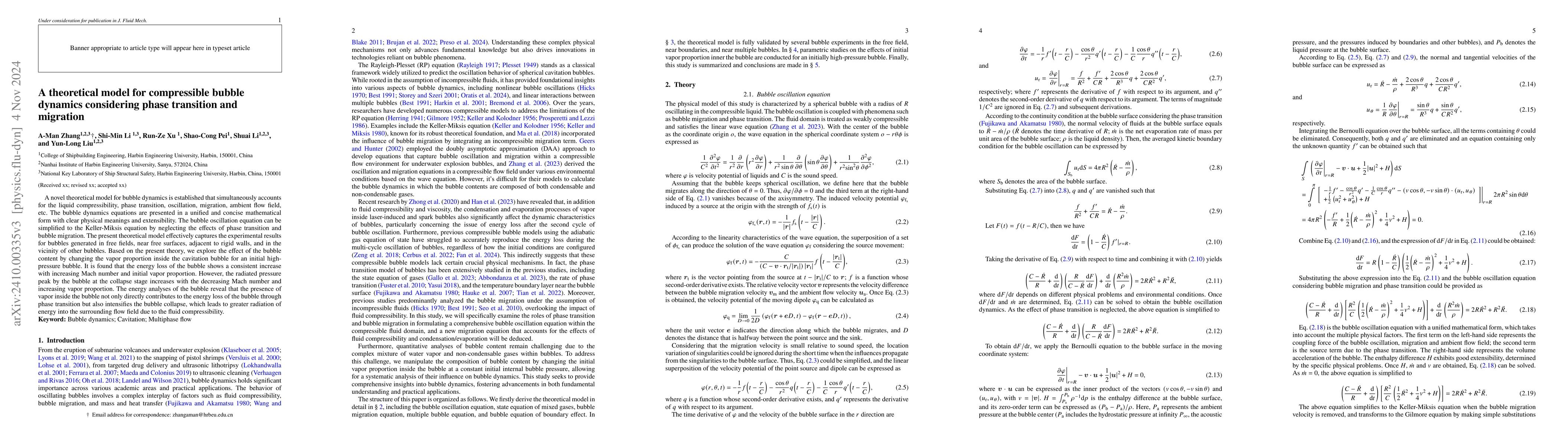 Thumbnail for A theoretical model for compressible bubble dynamics considering phase
  transition and migration