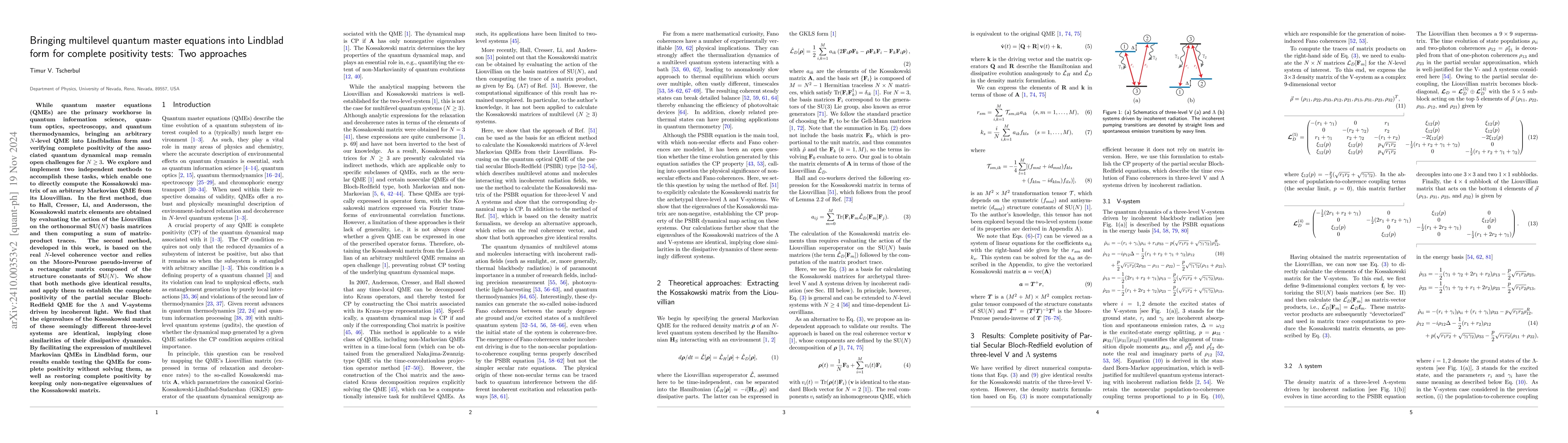 Thumbnail for Bringing multilevel quantum master equations into Lindblad form for
  complete positivity tests: Two approaches