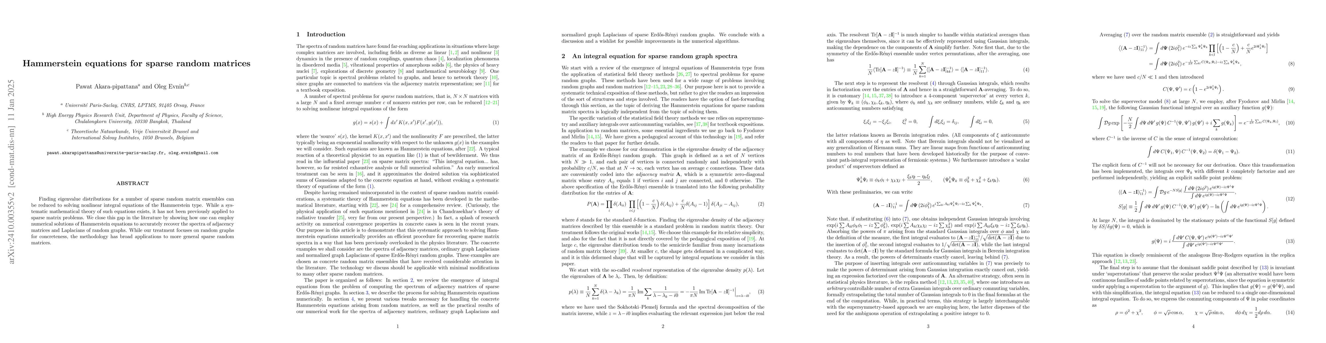 Thumbnail for Hammerstein equations for sparse random matrices