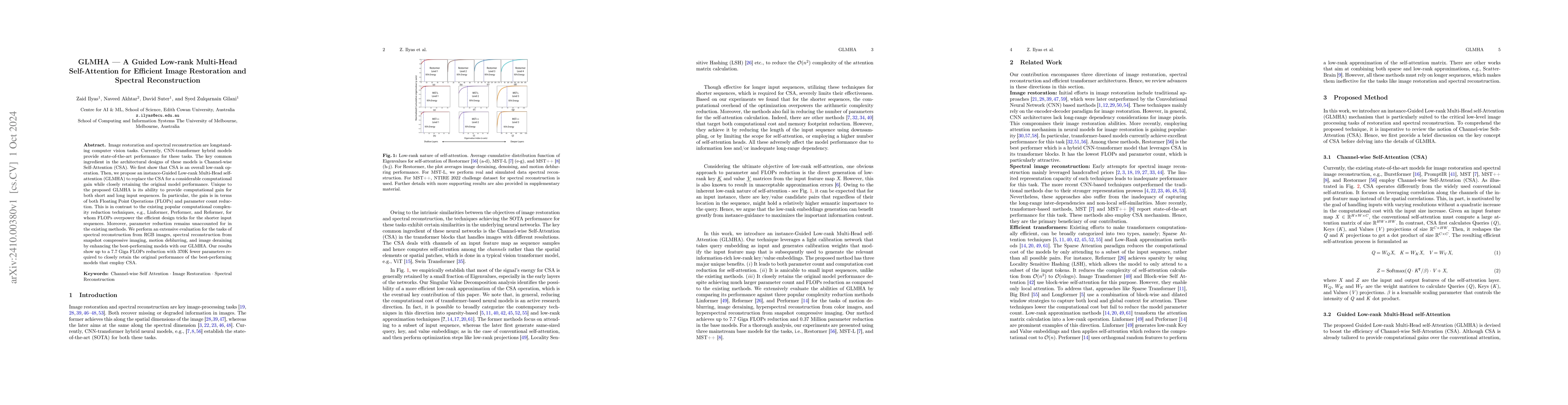 Thumbnail for GLMHA A Guided Low-rank Multi-Head Self-Attention for Efficient Image
  Restoration and Spectral Reconstruction