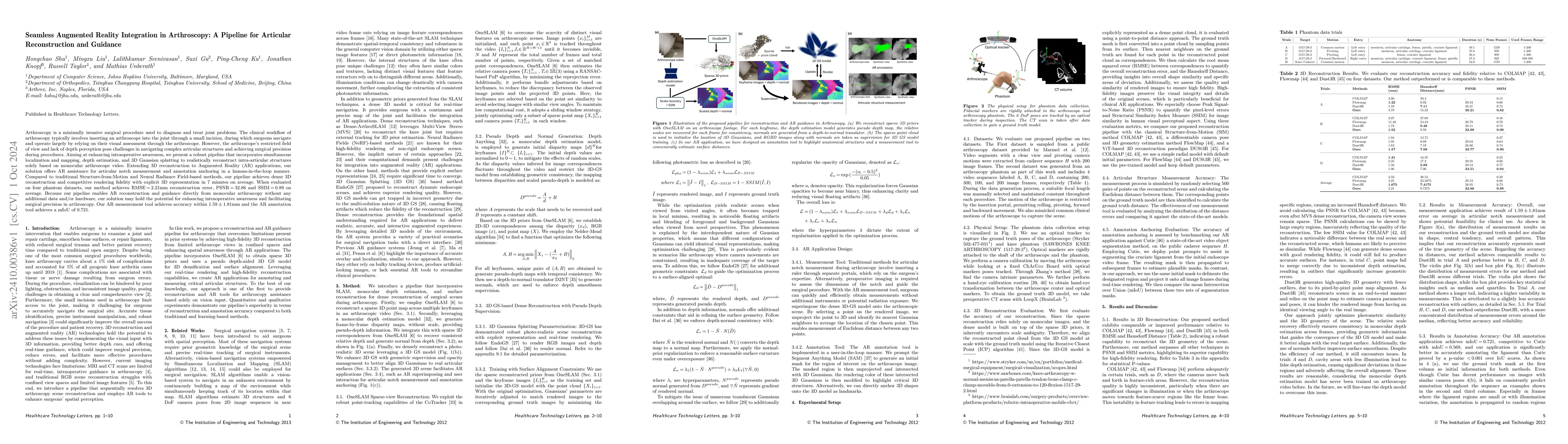 Thumbnail for Seamless Augmented Reality Integration in Arthroscopy: A Pipeline for
  Articular Reconstruction and Guidance