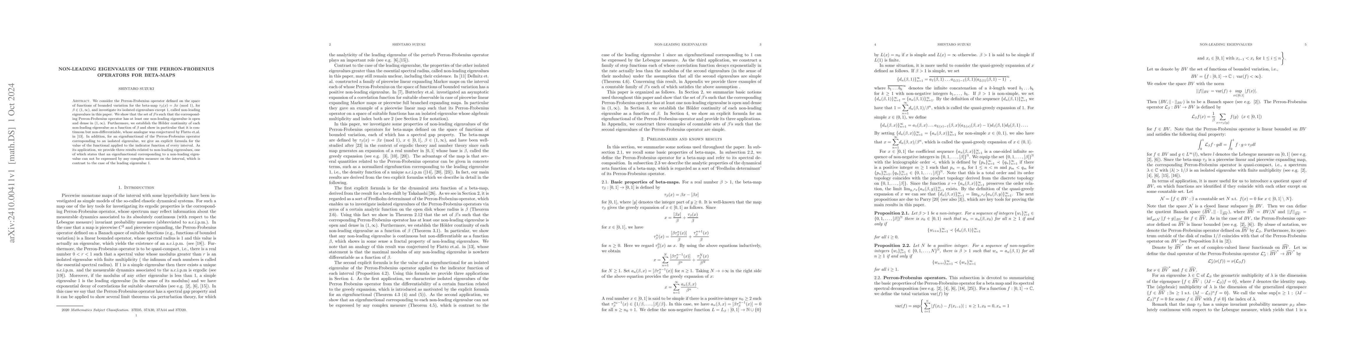 Thumbnail for Non-leading eigenvalues of the Perron-Frobenius operators for beta-maps