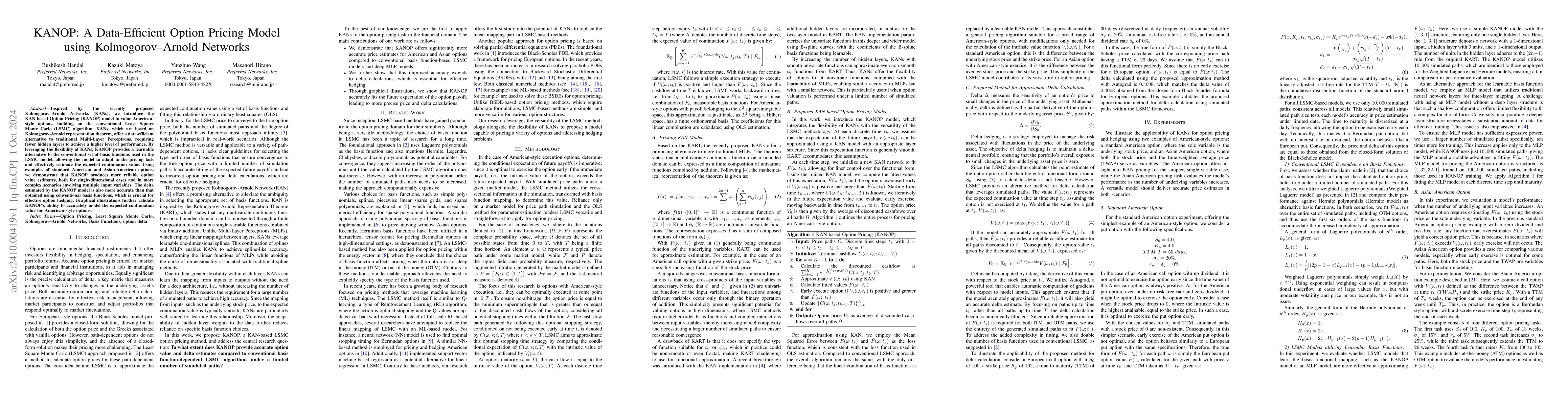 Thumbnail for KANOP: A Data-Efficient Option Pricing Model using Kolmogorov-Arnold
  Networks