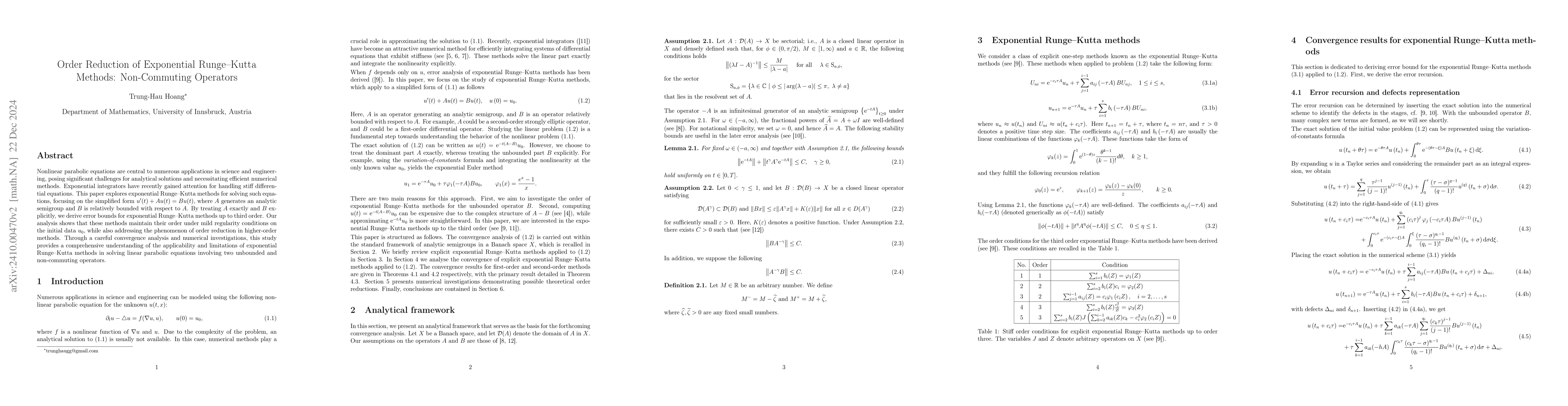 Thumbnail for Order Reduction of Exponential Runge--Kutta Methods: Non-Commuting
  Operators