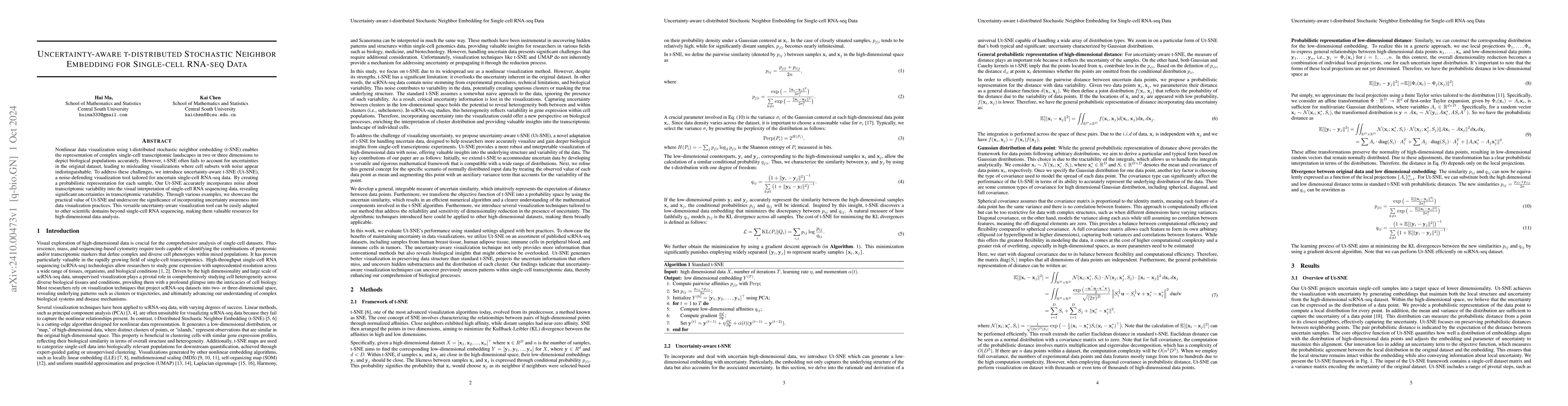 Thumbnail for Uncertainty-aware t-distributed Stochastic Neighbor Embedding for
  Single-cell RNA-seq Data
