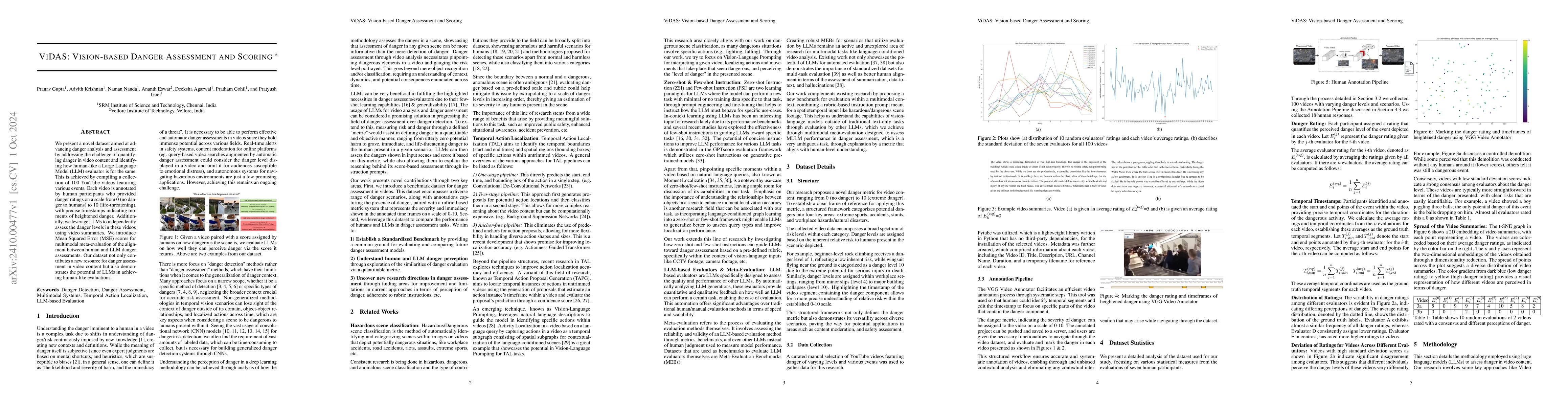 Thumbnail for ViDAS: Vision-based Danger Assessment and Scoring