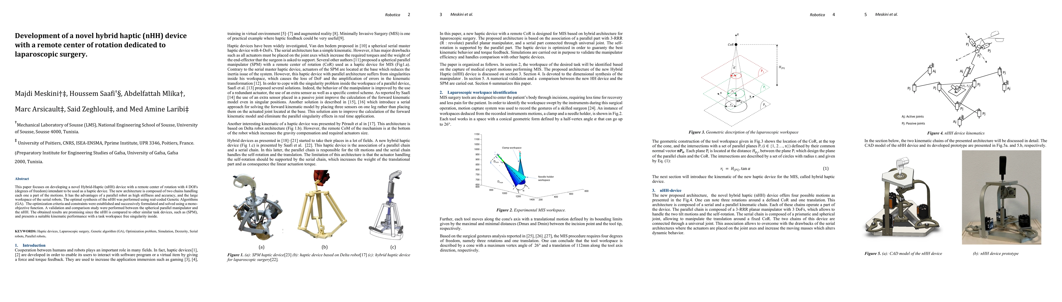 Thumbnail for Development of a novel hybrid haptic (nHH) device with a remote center
  of rotation dedicated to laparoscopic surgery