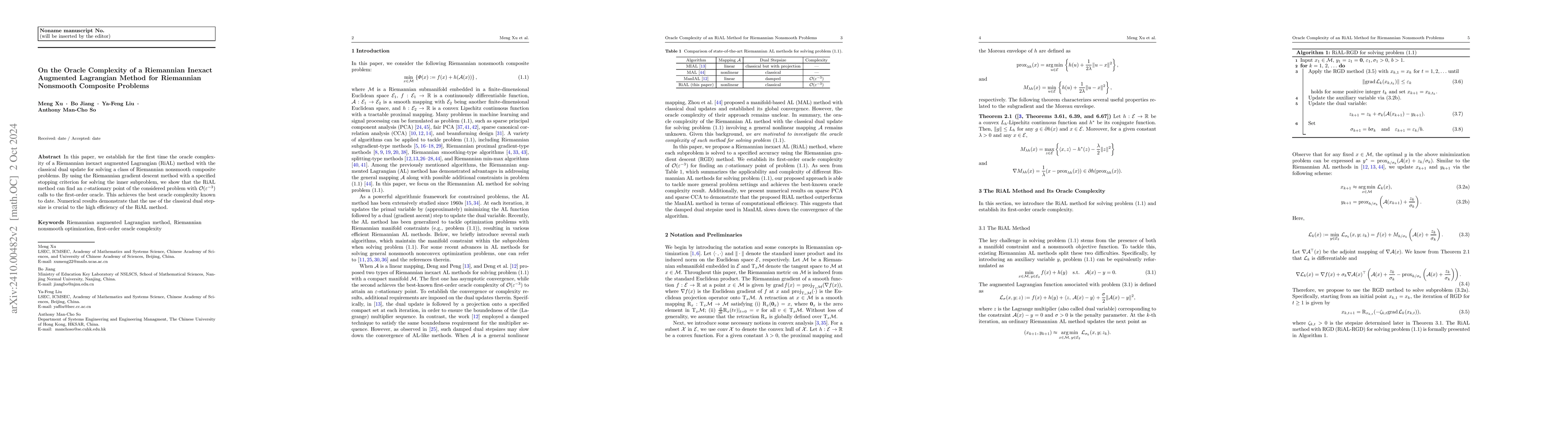 Thumbnail for On the Oracle Complexity of a Riemannian Inexact Augmented Lagrangian
  Method for Riemannian Nonsmooth Composite Problems