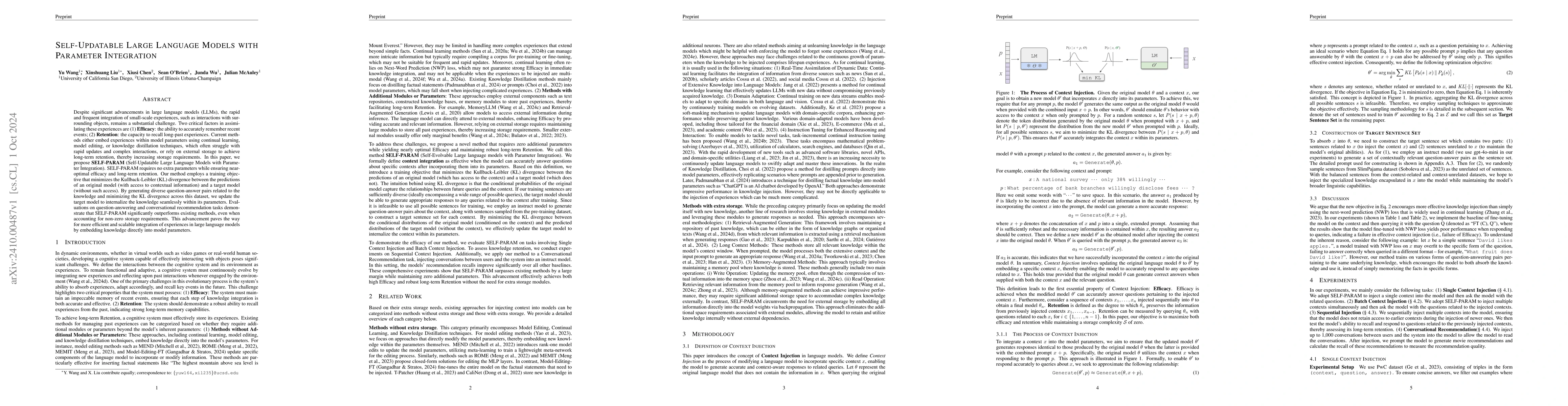 Thumbnail for Self-Updatable Large Language Models with Parameter Integration