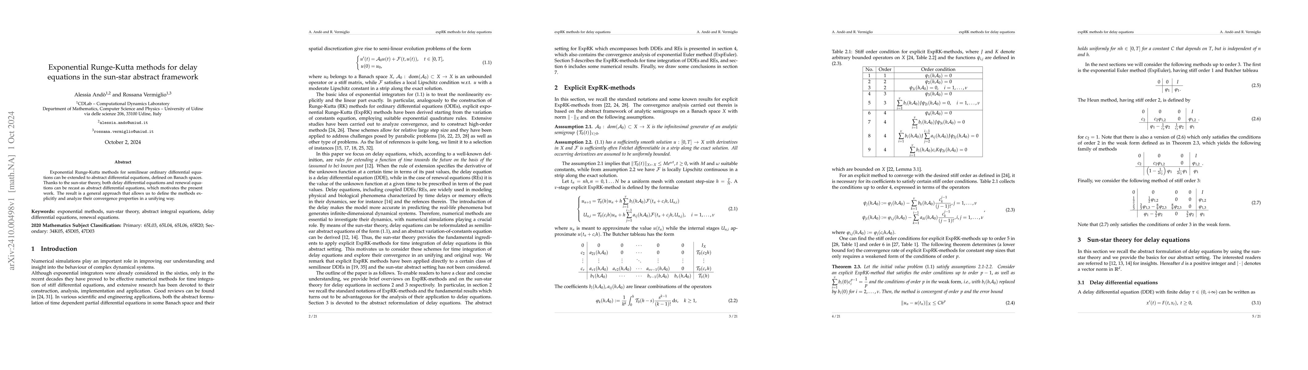 Thumbnail for Exponential Runge-Kutta methods for delay equations in the sun-star
  abstract framework
