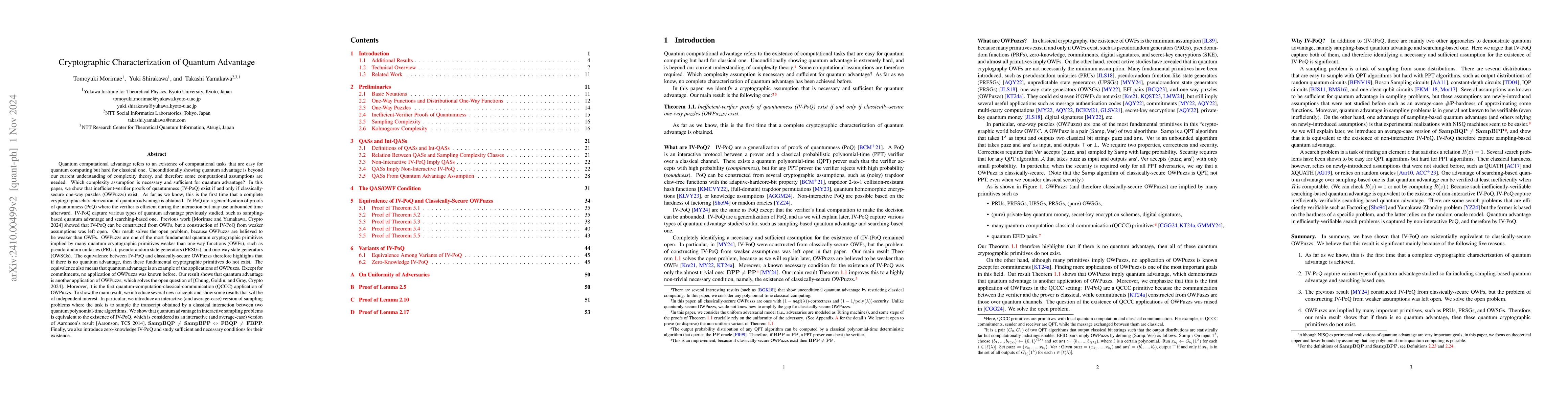 Thumbnail for Cryptographic Characterization of Quantum Advantage