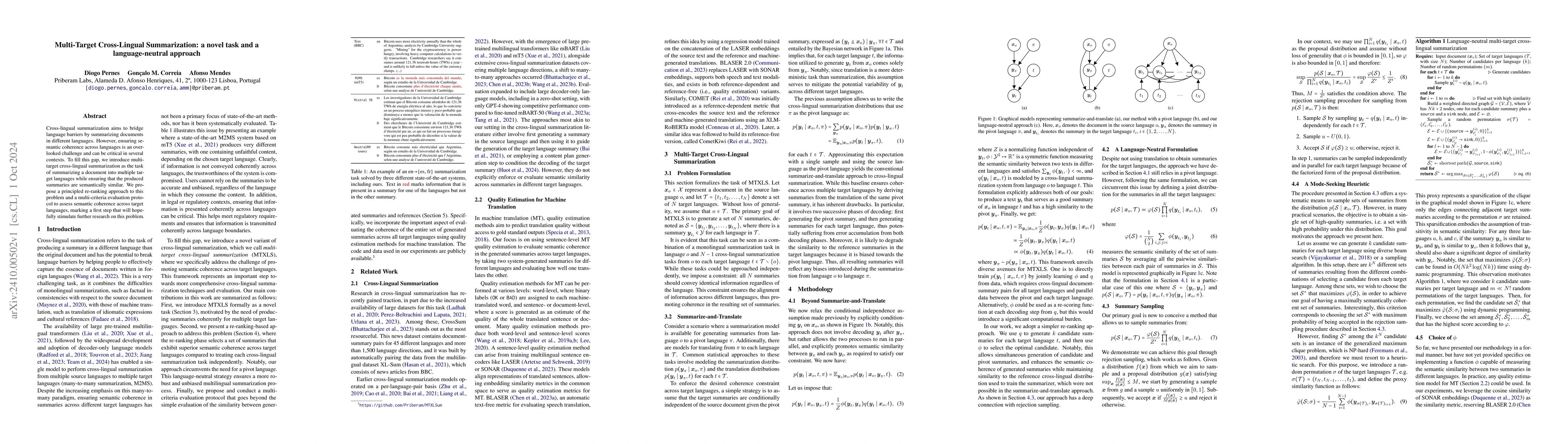 Thumbnail for Multi-Target Cross-Lingual Summarization: a novel task and a
  language-neutral approach
