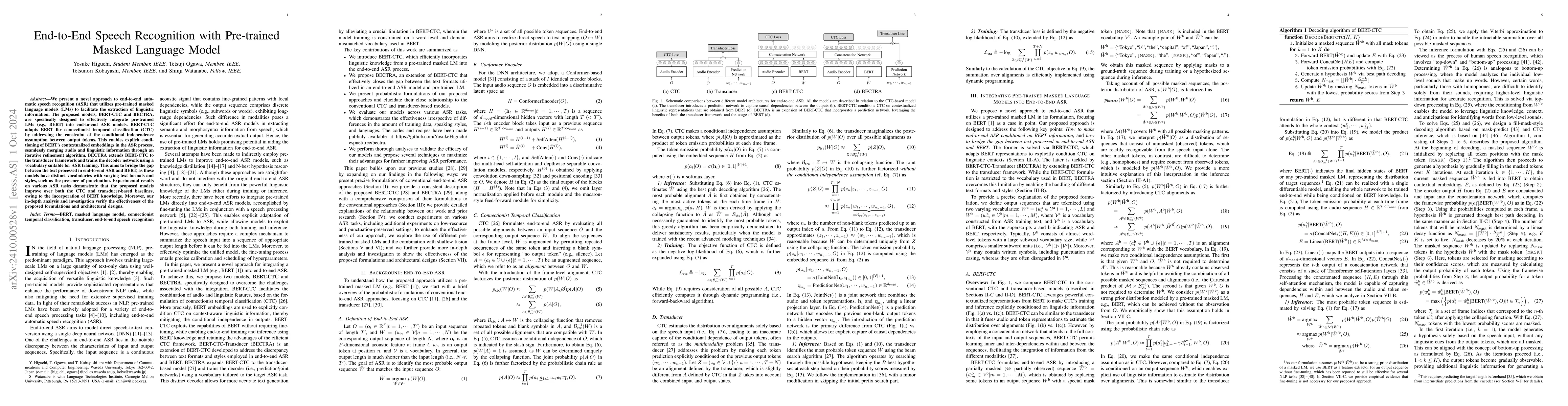 Thumbnail for End-to-End Speech Recognition with Pre-trained Masked Language Model