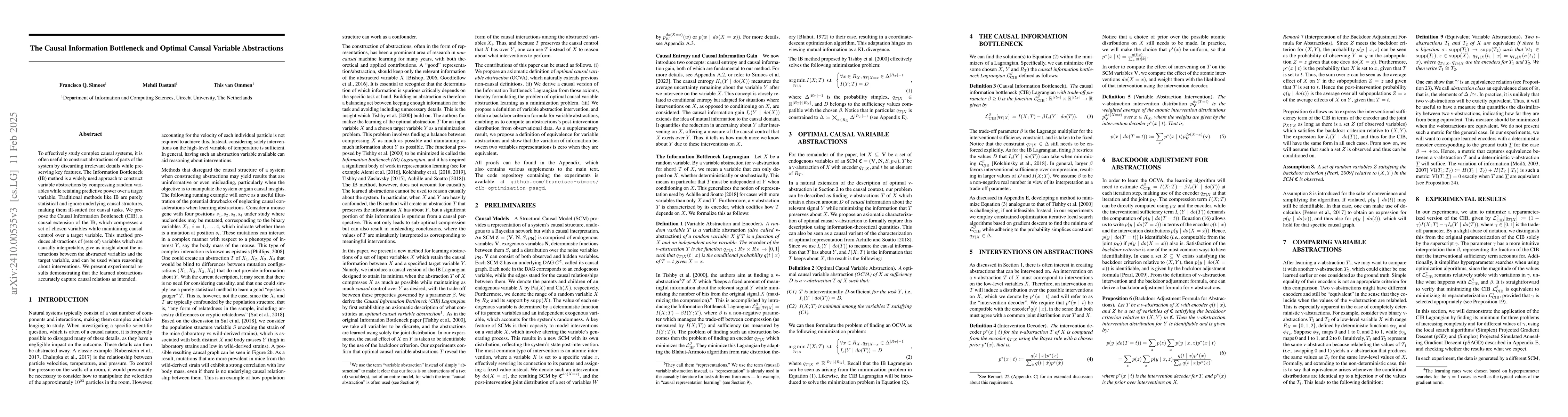 Thumbnail for Optimal Causal Representations and the Causal Information Bottleneck