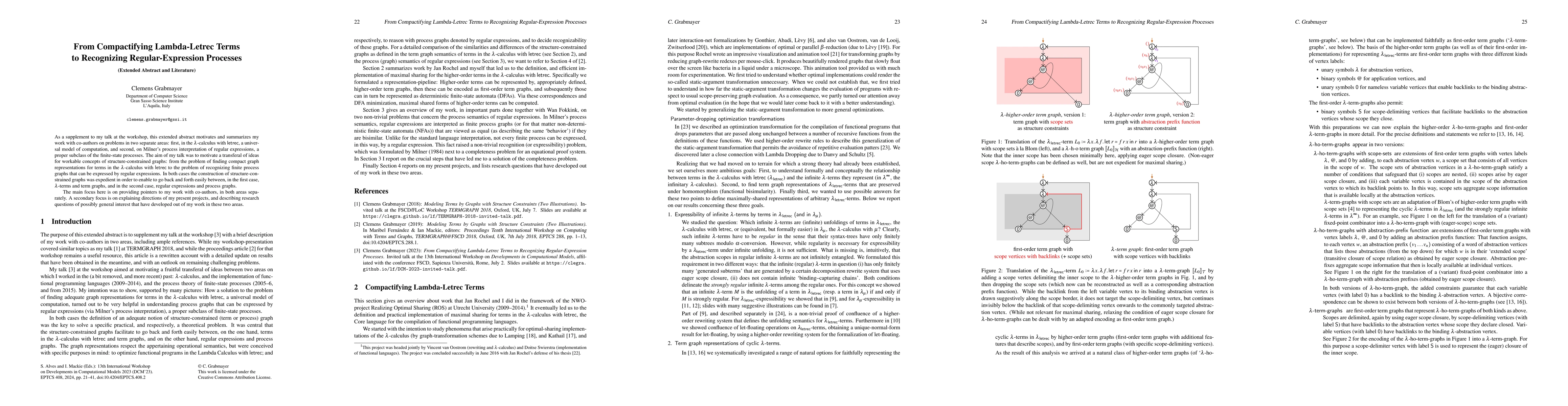 Thumbnail for From Compactifying Lambda-Letrec Terms to Recognizing Regular-Expression
  Processes
