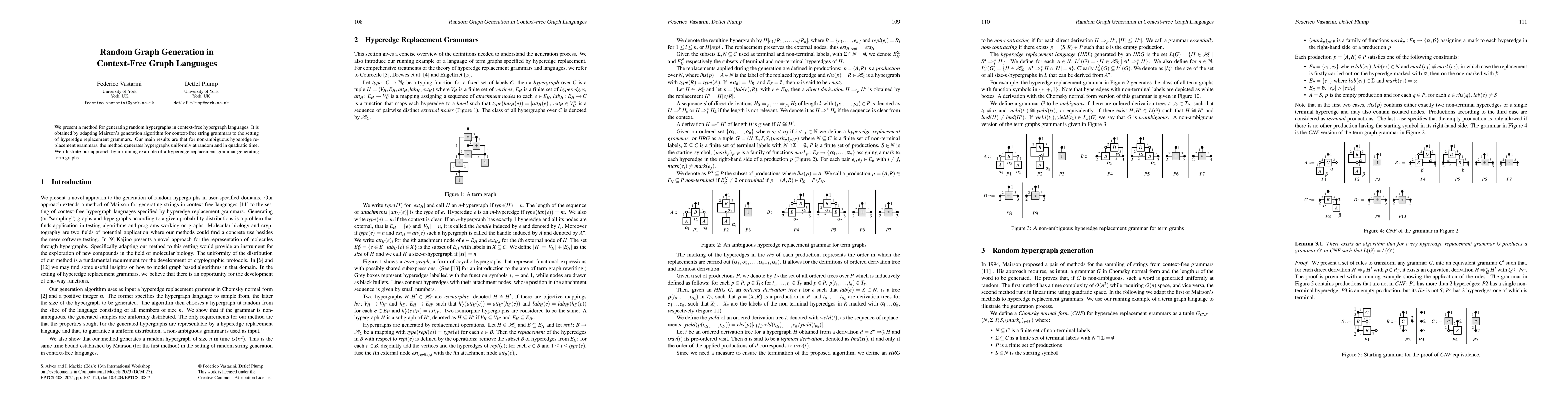 Thumbnail for Random Graph Generation in Context-Free Graph Languages