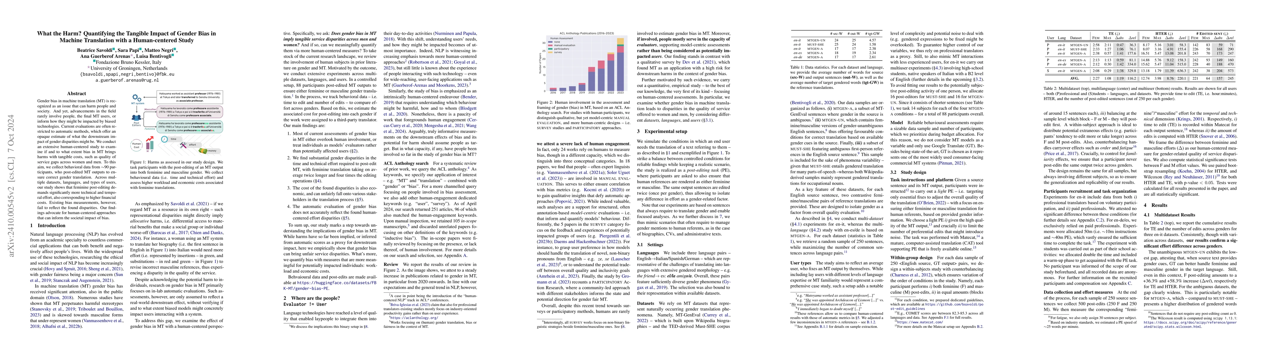 Thumbnail for What the Harm? Quantifying the Tangible Impact of Gender Bias in Machine
  Translation with a Human-centered Study