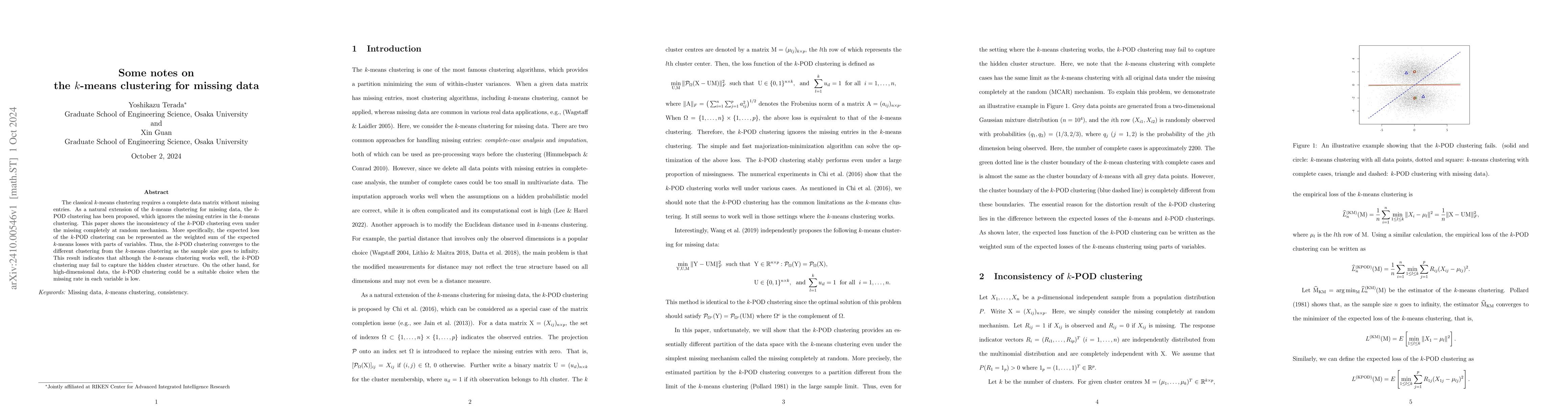 Thumbnail for Some notes on the $k$-means clustering for missing data