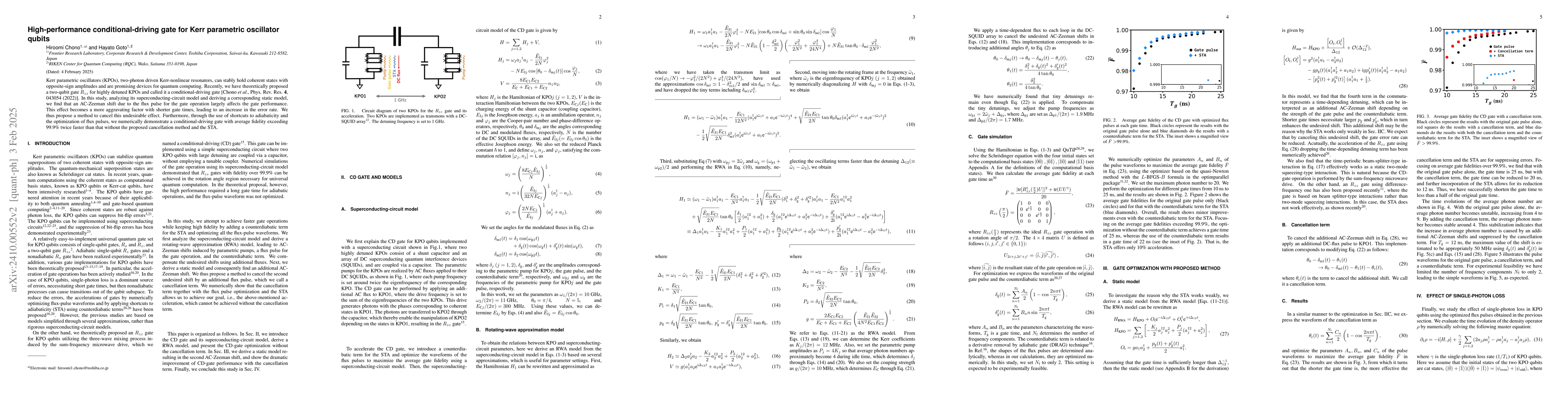 Thumbnail for High-performance conditional-driving gate for Kerr parametric oscillator
  qubits