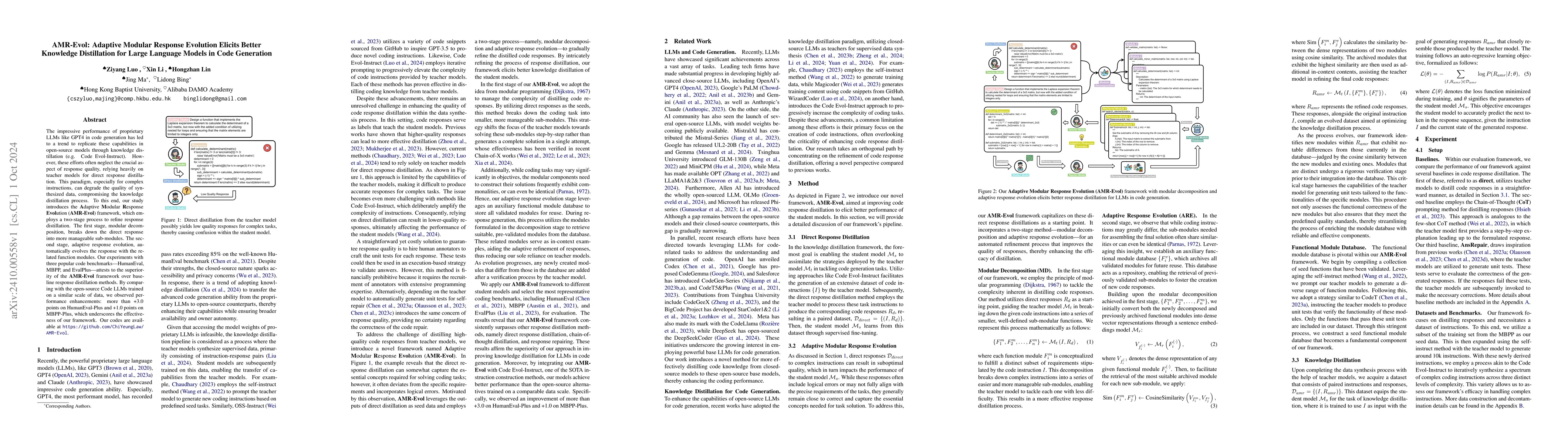 Thumbnail for AMR-Evol: Adaptive Modular Response Evolution Elicits Better Knowledge
  Distillation for Large Language Models in Code Generation