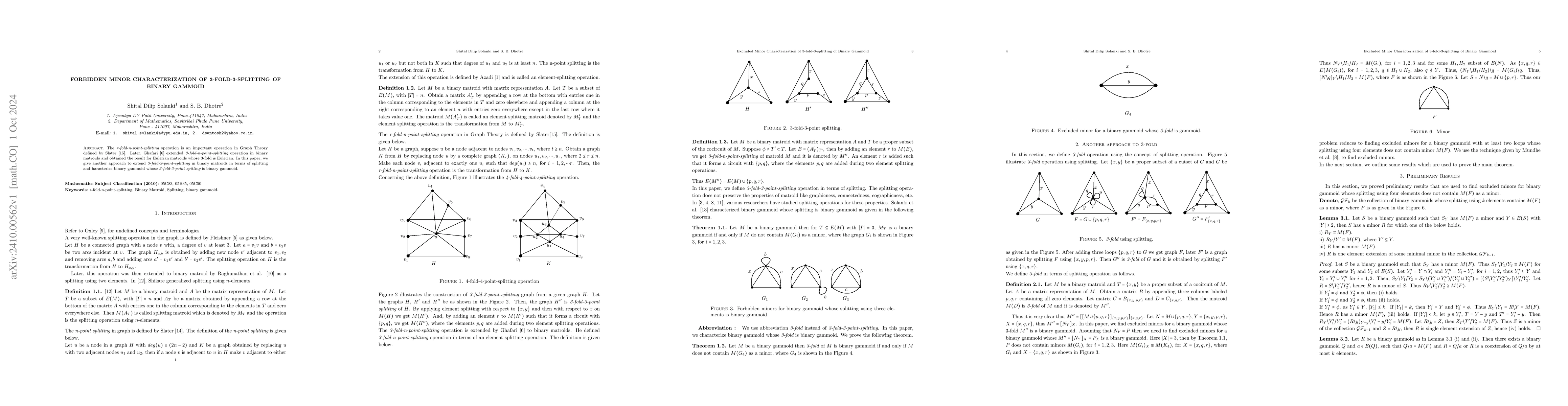 Thumbnail for Forbidden Minor Characterization of 3-Fold-3-Splitting of Binary Gammoid
