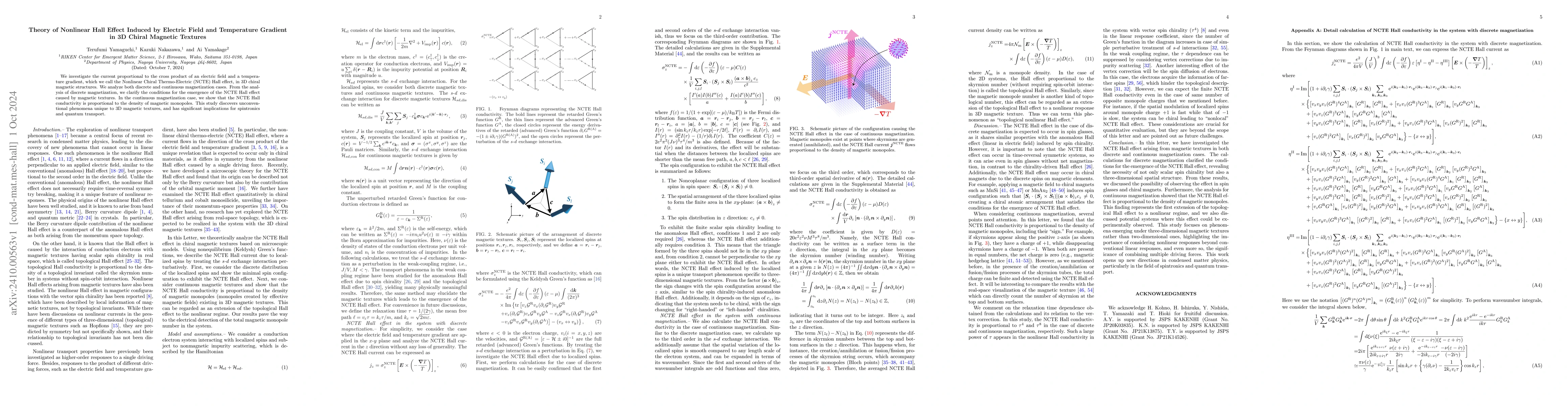 Thumbnail for Theory of Nonlinear Hall Effect Induced by Electric Field and
  Temperature Gradient in 3D Chiral Magnetic Textures