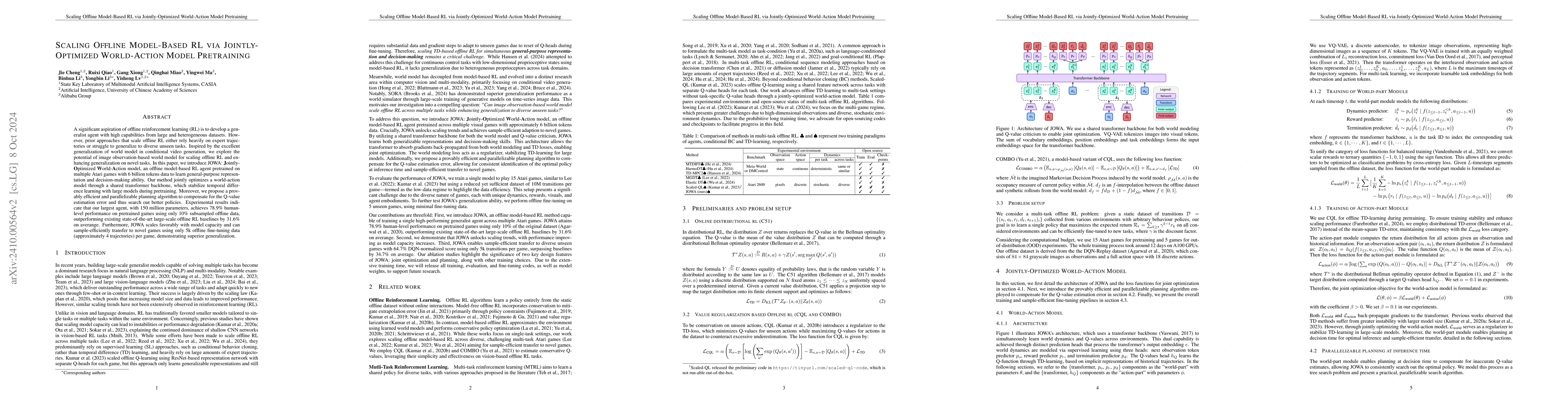 Thumbnail for Scaling Offline Model-Based RL via Jointly-Optimized World-Action Model
  Pretraining