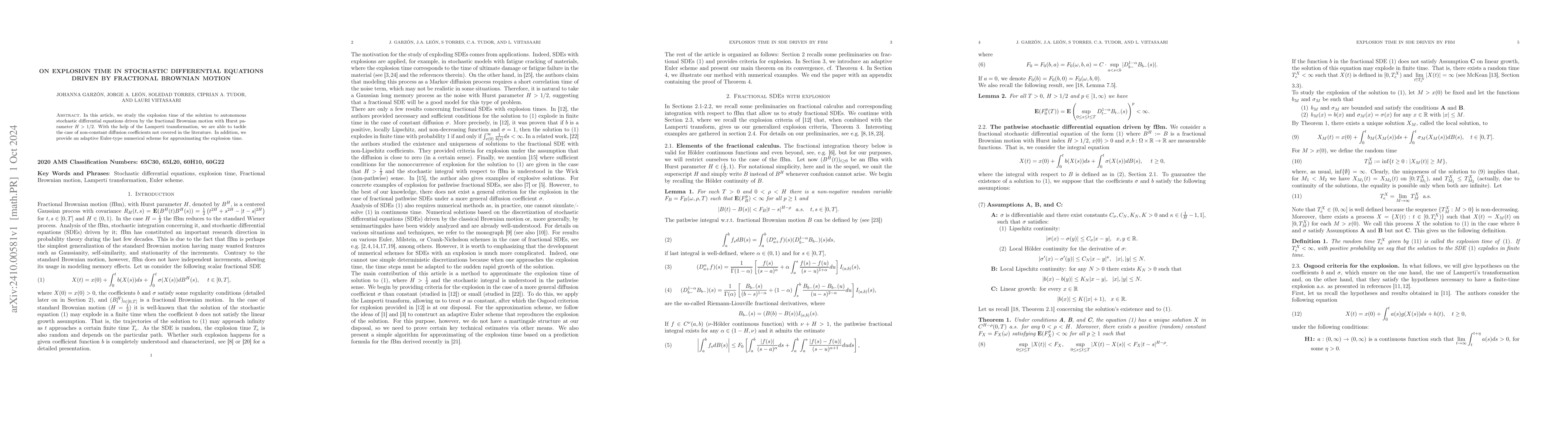 Thumbnail for On explosion time in stochastic differential equations driven by
  fractional Brownian motion