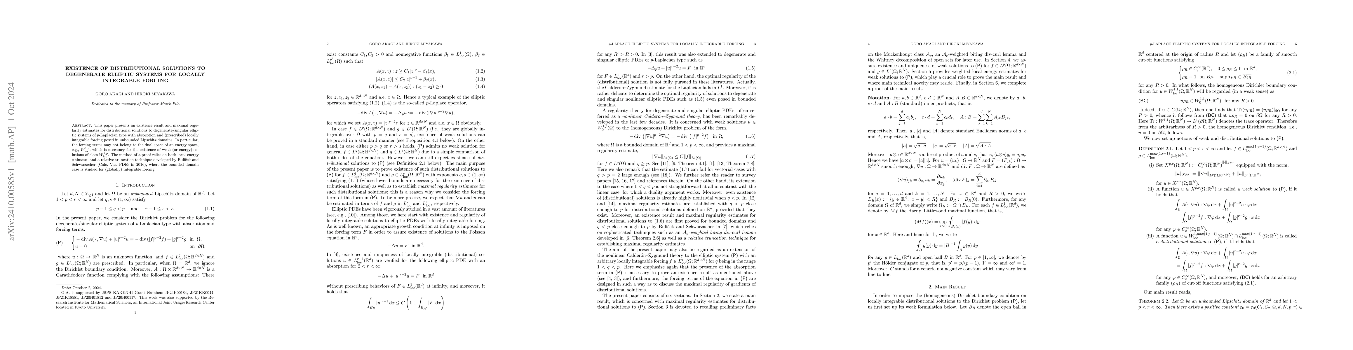 Thumbnail for Existence of distributional solutions to degenerate elliptic systems for
  locally integrable forcing