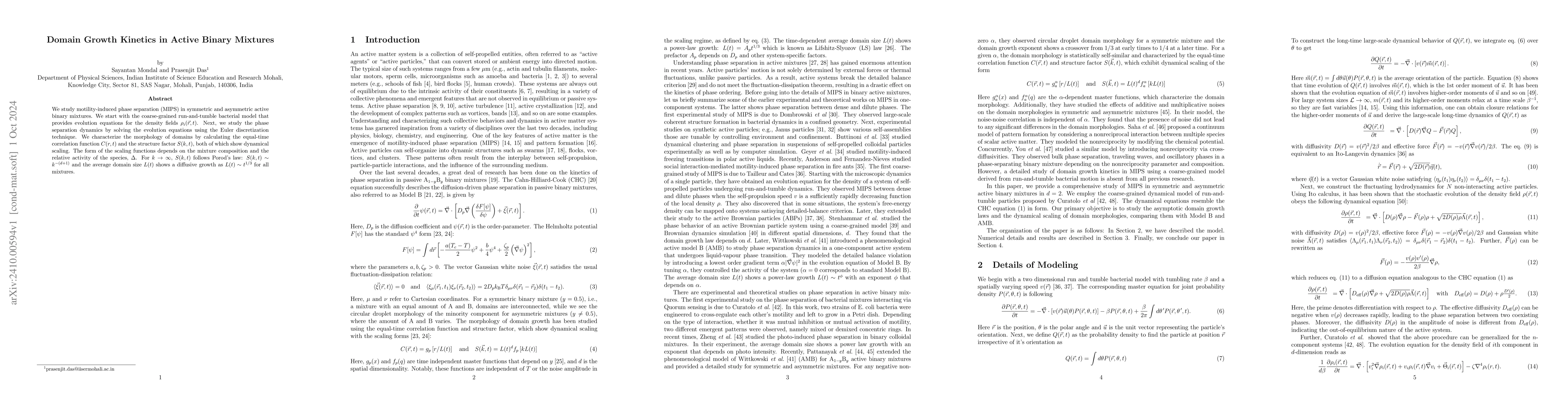 Thumbnail for Domain Growth Kinetics in Active Binary Mixtures