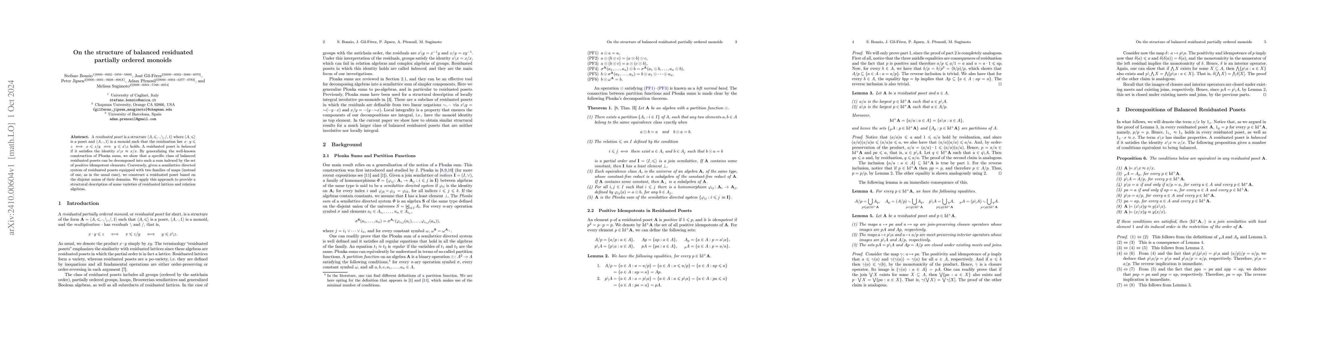 Thumbnail for On the structure of balanced residuated partially ordered monoids