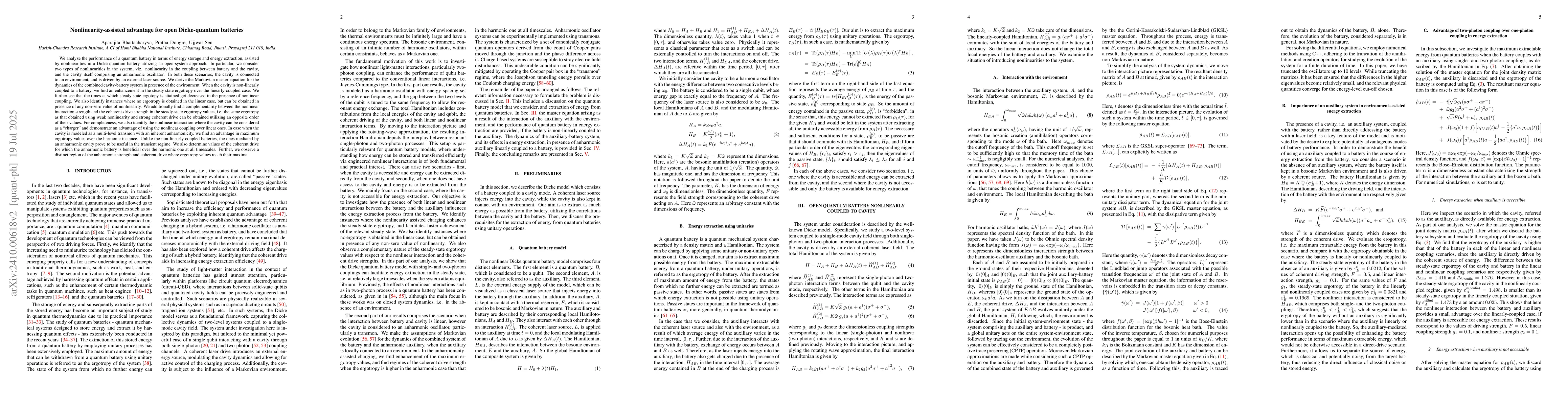 Thumbnail for Nonlinearity-assisted advantage for open Dicke-quantum batteries