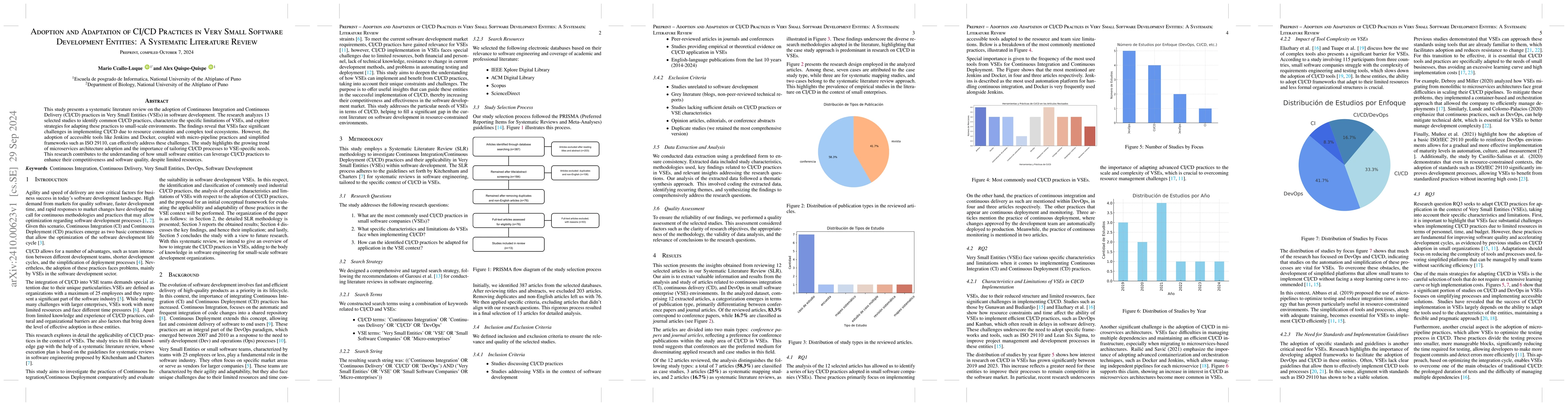 Thumbnail for Adoption and Adaptation of CI/CD Practices in Very Small Software
  Development Entities: A Systematic Literature Review