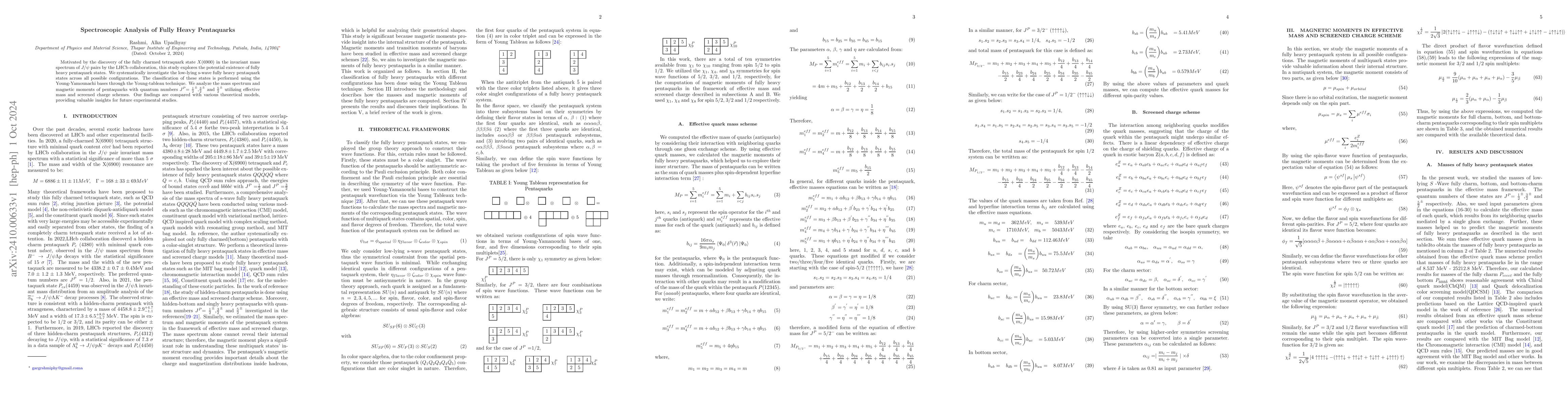 Thumbnail for Spectroscopic Analysis of Fully Heavy Pentaquarks