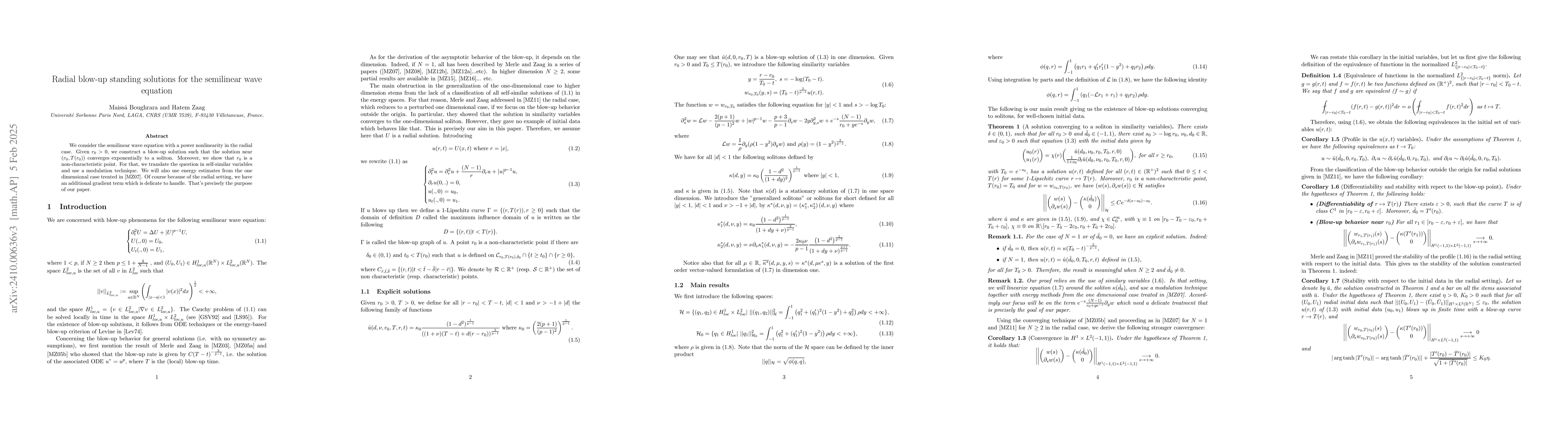Thumbnail for Radial blow-up standing solutions for the semilinear wave equation