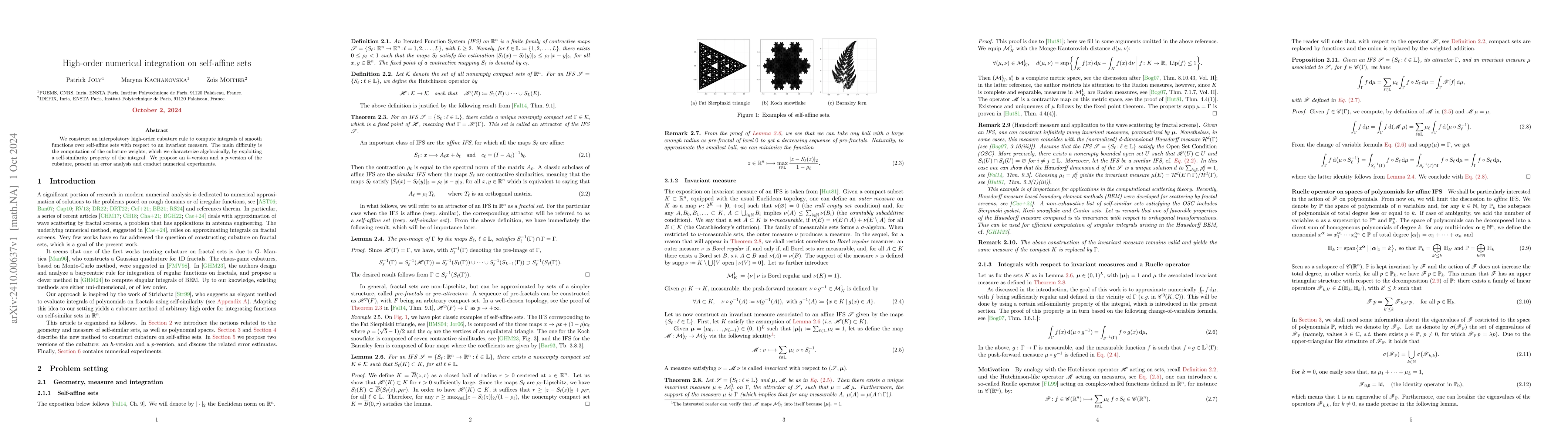 Thumbnail for High-order numerical integration on self-affine sets