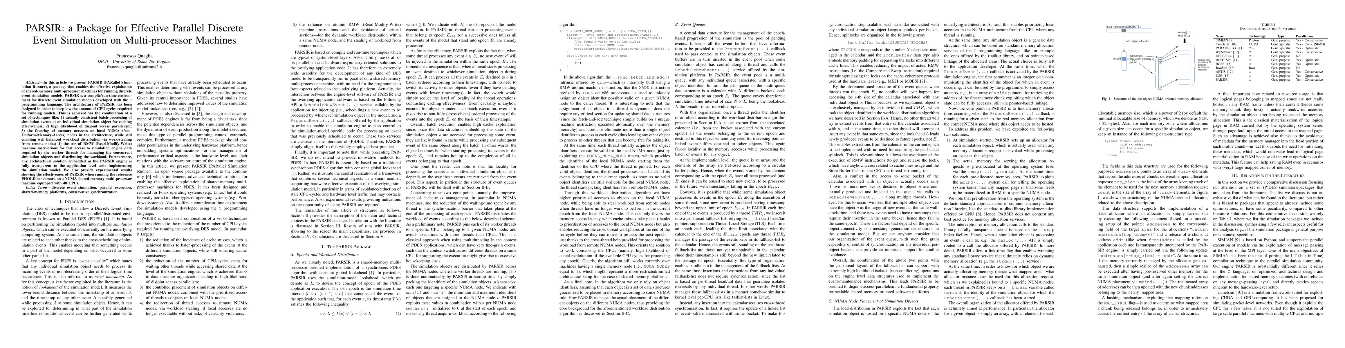 Thumbnail for PARSIR: a Package for Effective Parallel Discrete Event Simulation on
  Multi-processor Machines
