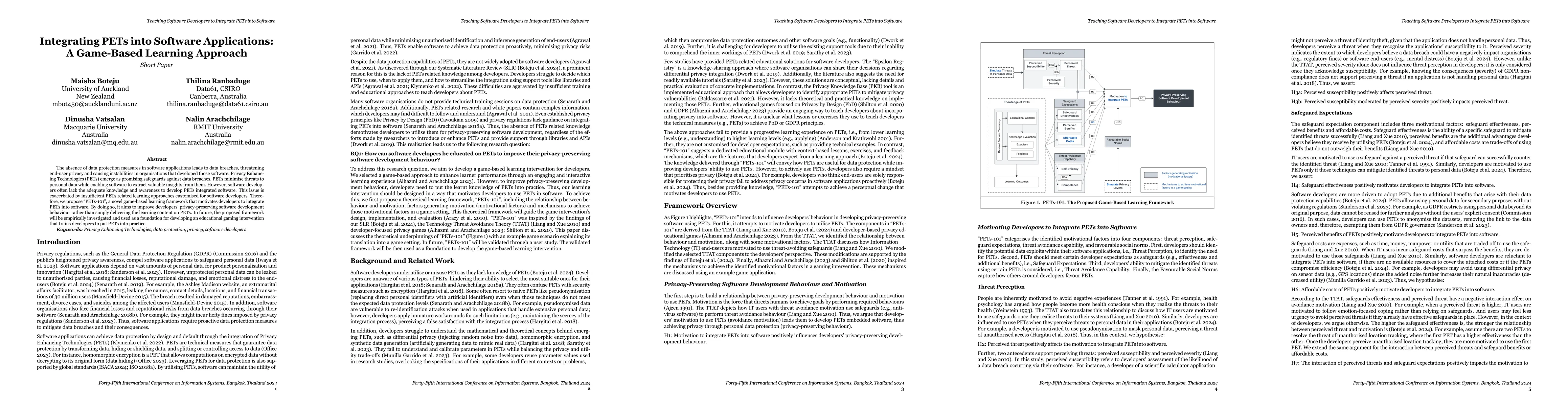 Thumbnail for Integrating PETs into Software Applications: A Game-Based Learning
  Approach