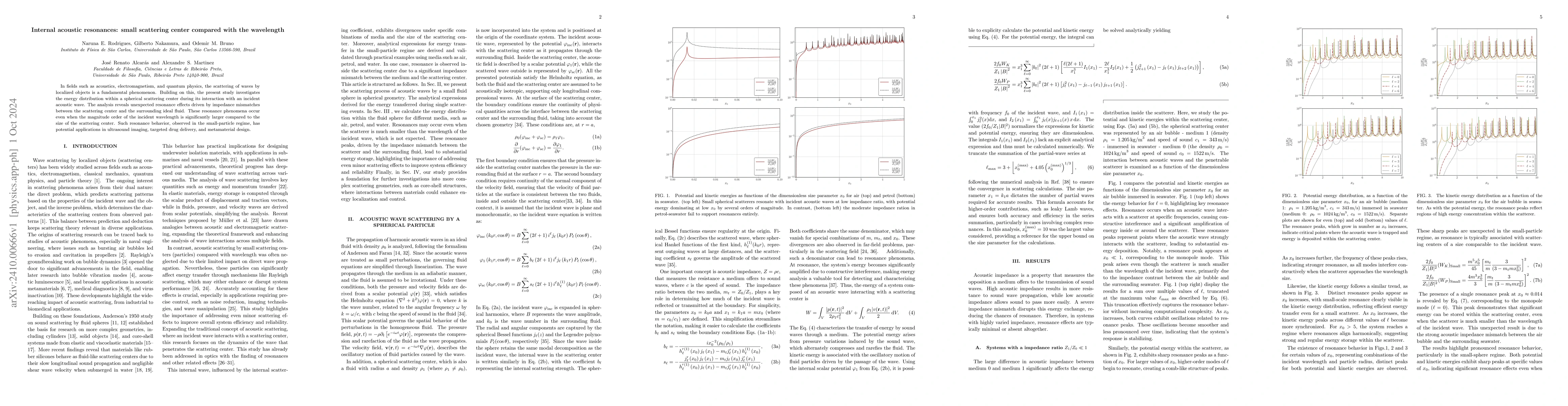 Thumbnail for Internal acoustic resonances: small scattering center compared with the
  wavelength
