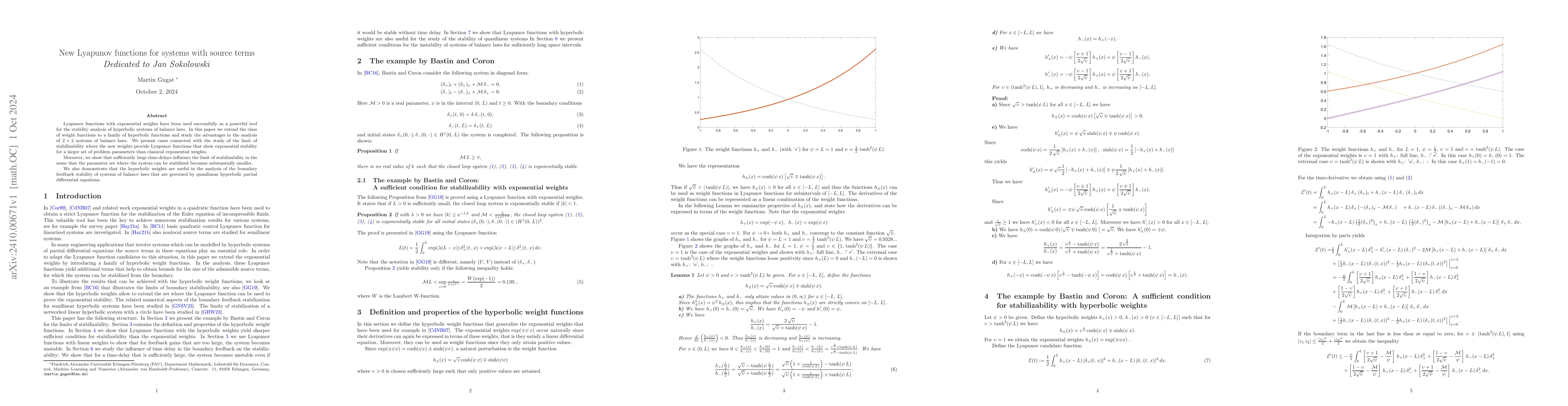 Thumbnail for New Lyapunov functions for systems with source terms