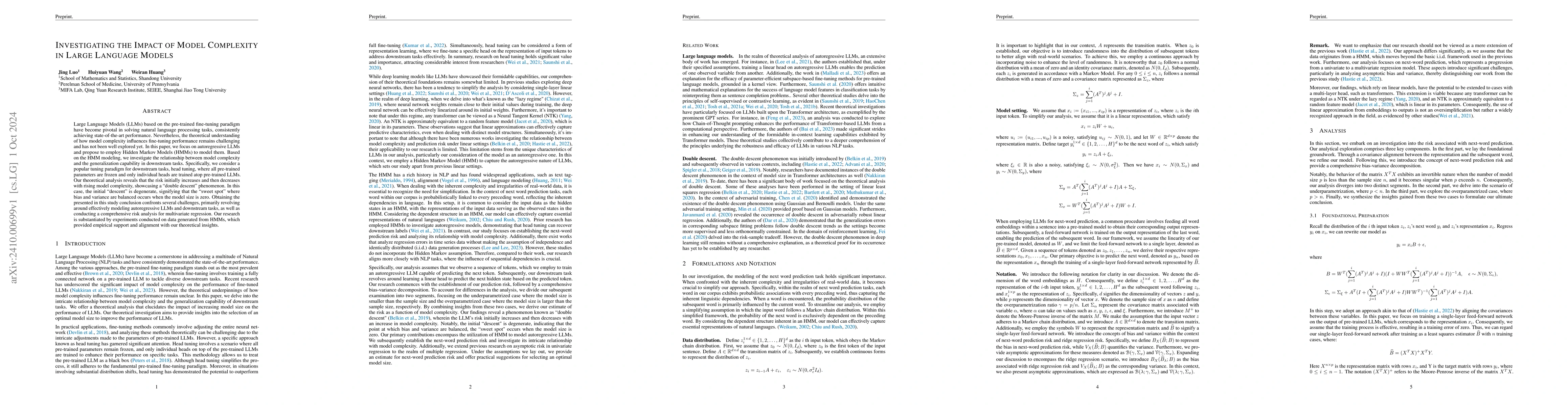 Thumbnail for Investigating the Impact of Model Complexity in Large Language Models