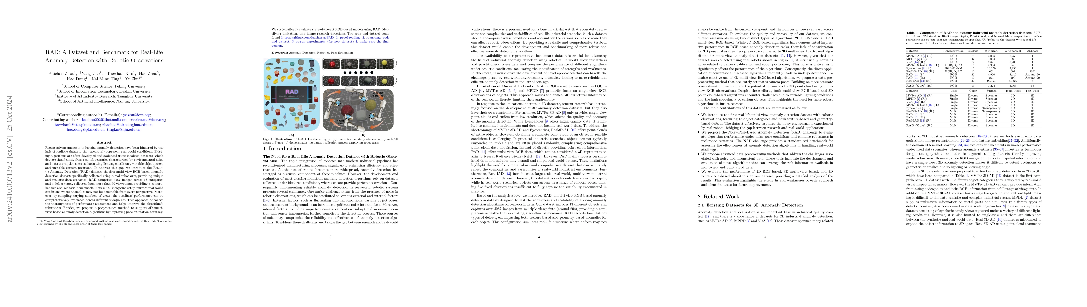 Thumbnail for RAD: A Dataset and Benchmark for Real-Life Anomaly Detection with
  Robotic Observations